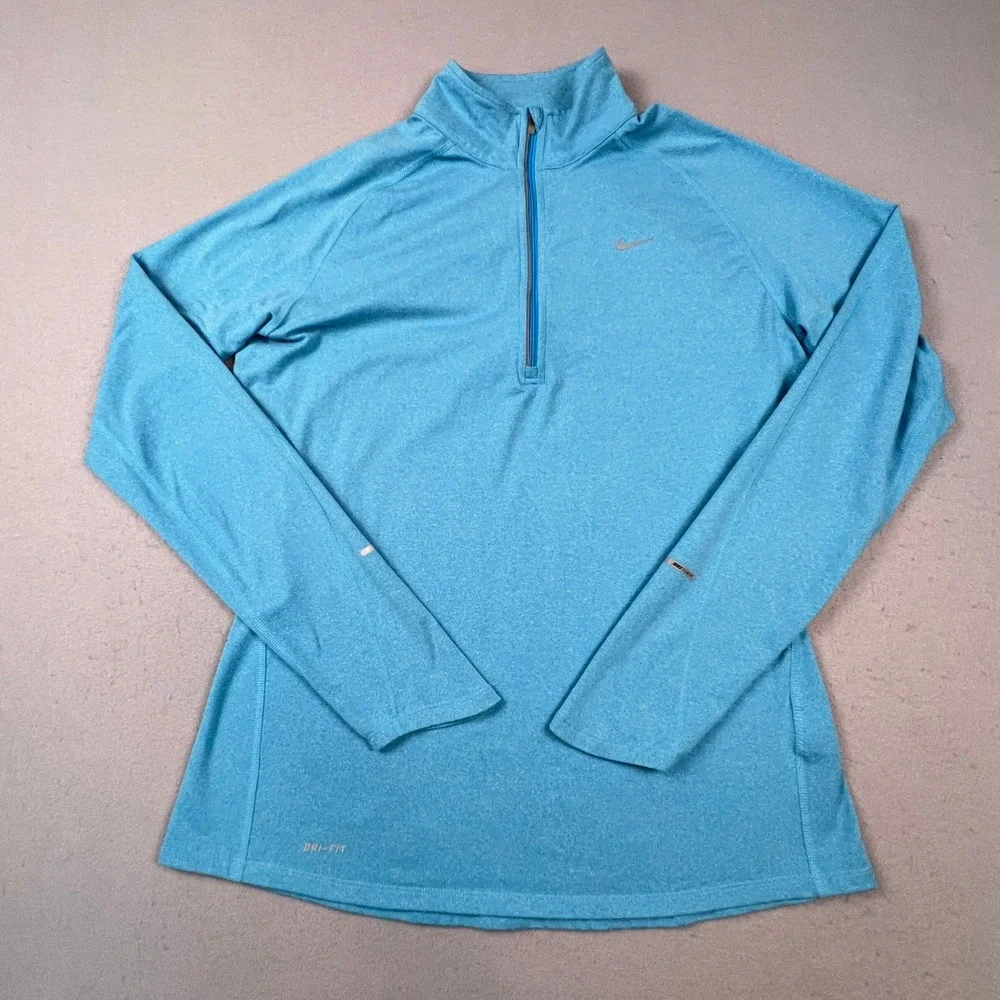 Nike Element Half Zip Pullover L Blue Dri-FIT Running Training Active Top